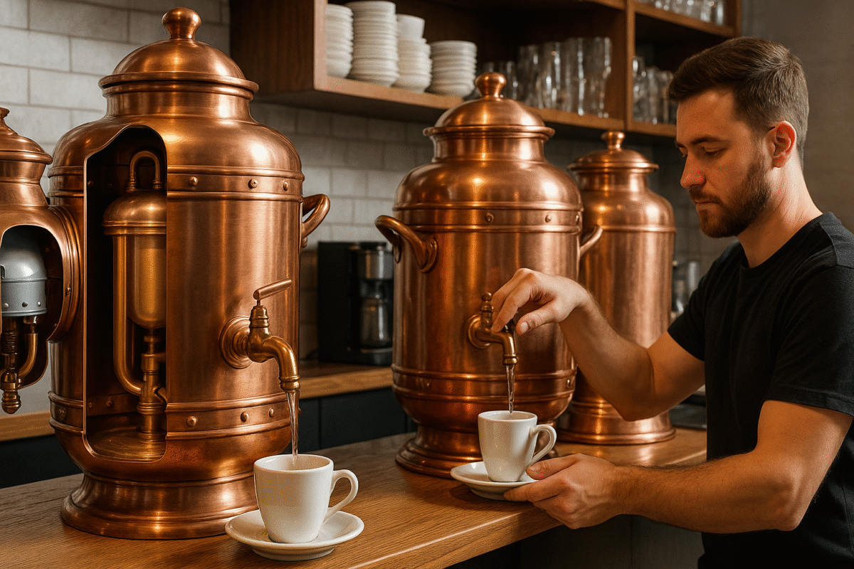 Медные чайные аппараты: как устроены и зачем нужны в кафе